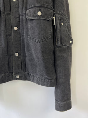 Dior Menswear Washed Black Denim Jacket with Arm Zip Detail Size FR 50 (UK 40)