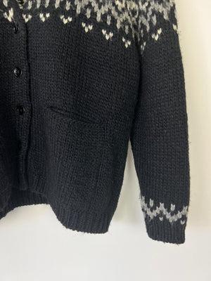 Saint Laurent Black & Grey Knit V-Neck Cardigan Size S (UK 8)