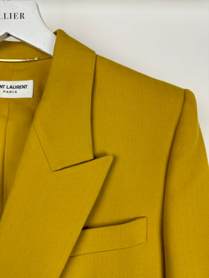 Saint Laurent Mustard Yellow Double Breasted Long Blazer FR 34 (UK 6)