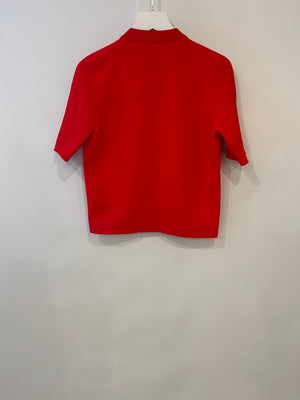 Louis Vuitton Red Short-Sleeve Top with Zip Details Size FR 36 (UK 8)