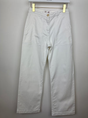 Loro Piana White Denim Wide Leg Trousers Size IT 38 (UK 6)