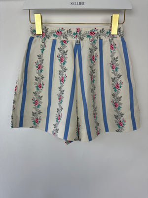 Dolce & Gabbana Exclusive Blue Floral Striped Shorts Size IT 36 (UK 4)