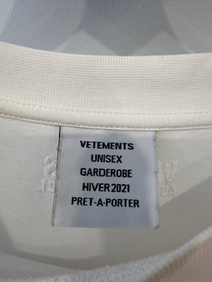 Vetements White Unisex T-Shirt with Logo and Back Detail Size S (UK 8)