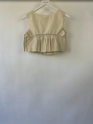 *HOT* Miu Miu Cream Cropped Frayed Cotton Peplum Top Size IT 36 (UK 4)