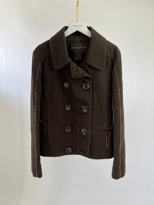 Louis Vuitton Brown Cotton Button-up Jacket with Velvet Trim