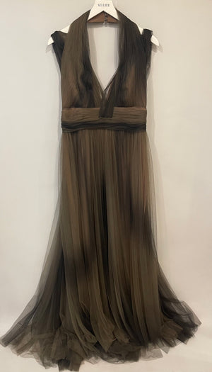 Elie Saab Brown Ombre Sleeveless Tulle Maxi Gown Size FR 46 (UK 18)