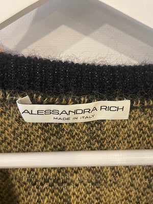 Alessandra Rich Yellow Mustard and Black Checked Mohair Cropped Top Size IT 40 (UK 8)