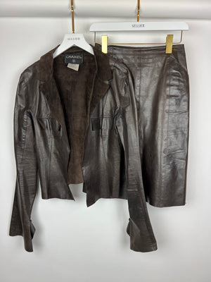 Chanel 02/A Leather Jacket and Pencil Skirt Set Size FR 38 (UK 10)