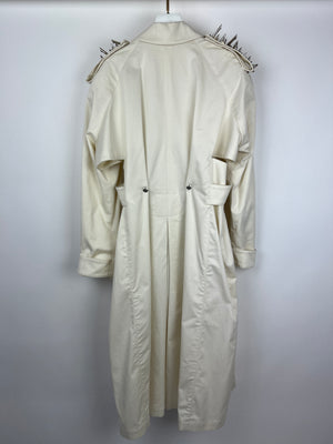 Givenchy White Cut Out Trench Coat with Studded Shoulder Epaulette Details Size FR 38 (UK 10)