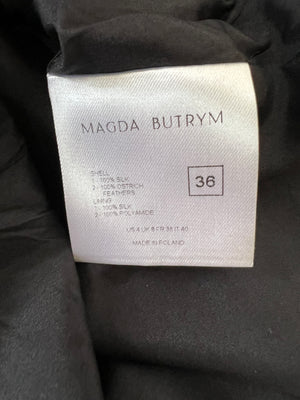 Magda Butrym Black Feather Ruched Mini Dress Size FR 38 (UK 10)