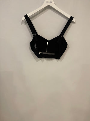 Alexander Mcqueen Black Bralette Top with Cut-Out Mesh Detailing Size S (UK 8)