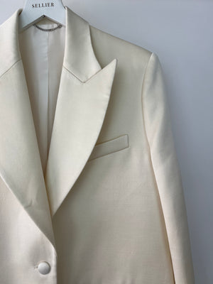 Magda Butrym Silk Ivory Suit Jacket and Toruser Set Size FR 36 (UK 8)