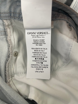 Versace Light Blue Denim Medusa '95 Jeans with Silver Logo Detail IT 25 (UK 6) RRP £830