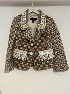 Louis Vuitton 2013 Plaid Print Jacket with Sequin Collar and Pocket Detail FR 34 (UK 6)