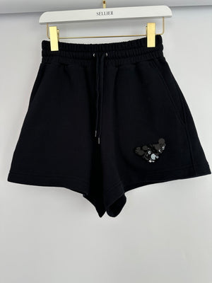 Prada Black Cotton Shorts and Crop Top Set With Sequin Embellishment Detail Size Small (UK 8)