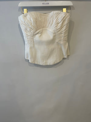 AJE Cream Corset Linen Textured Bandeau Top Size IT 38 (UK 6)