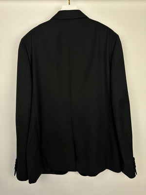 Celine Black Menswear Tuxedo Suit Single Button Blazer with Silk Lappel Detail FR 54 (UK 44)