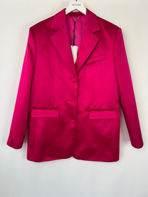 Magda Butrym Hot Pink Silk Single-Breasted Blazer FR 38 (UK 10)