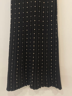 Versace Black Knitted Mini Sleeveless Dress with Gold Stud Details Size IT 38 (UK 6)