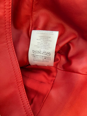 Givenchy Red Lambskin Leather Biker Jacket with Buckle Details Size FR 34 (UK 6)