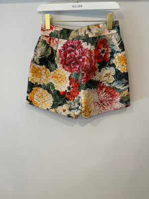 Dolce & Gabbana Multicolour Floral Metallic High-Waisted Shorts Size IT 40 (UK 8)