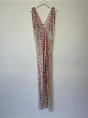 Missoni Multi-Coloured Metallic Thread Sleeveless Beach Maxi Cover with Split Hem Size IT 44 (UK 12)