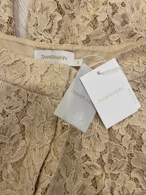 Zimmermann Beige Lace Natura Shirt and Trousers Set Size 2 (UK 10/12) RRP £1,200