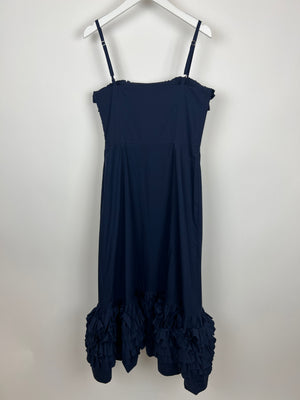 Molly Goddard SS/19 Navy Strap Ruched Maxi Dress Size UK 8 (FR 36)