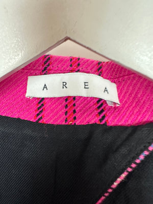 Area Hot Pink & Black Checked Blazer with Cut-Out Detail & Crystals Embellishments Size US 6 (UK 10)