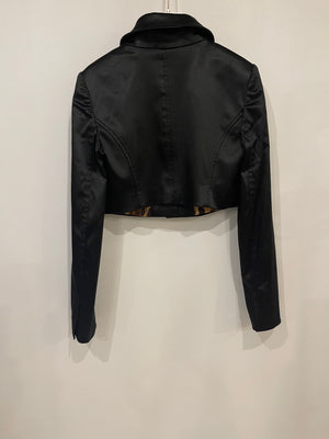 Dolce & Gabbana Black Nylon Cropped Jacket with Buttons Size IT 40 (UK 8)