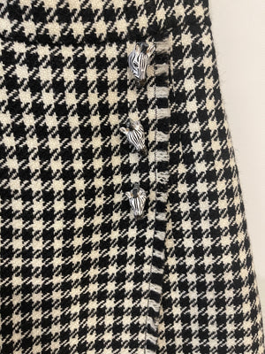 Dolce & Gabbana Black & White Wool Houndstooth Mini Skirt with Zebra Appliqué Size IT 38 (UK 6)