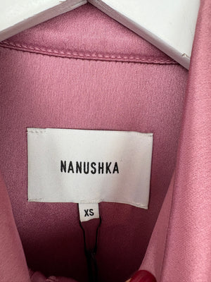 Nanushka Blush Pink Satin Shirt and Trouser Set Size XS (UK 6)