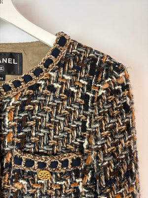 Chanel 2016 Paris - Rome Navy Tweed Jacket with Gold CC Button Detail Size FR 38 (UK 10)