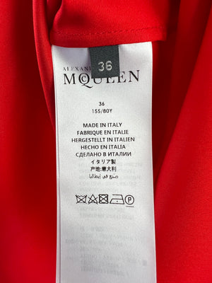 Alexander McQueen Red Silk Halterneck Top with Bow Detail IT 36 (UK 6)