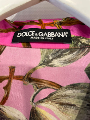 *HOT* Dolce & Gabbana Pink Fig Printed Silk Trousers and Shirt Set Size IT 36/38 (UK 4/6) RRP £2,650