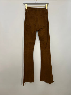 Frame Camel Suede Skinny Flared Jeans Size 24 (UK 6)