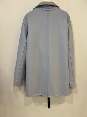 Loro Piana Grey/Blue Reversible Baby Cashmere Jimi Jacket with Leather Belt Size L (UK 12) RRP £5,055