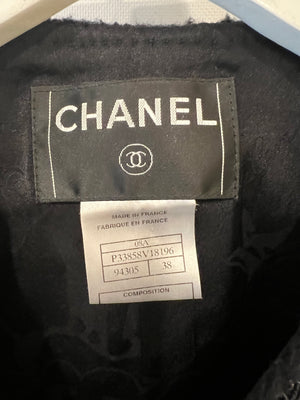 Chanel Black Tweed Jacket with Silver CC Buttons and Pocket Details Size FR 38 (UK 10)