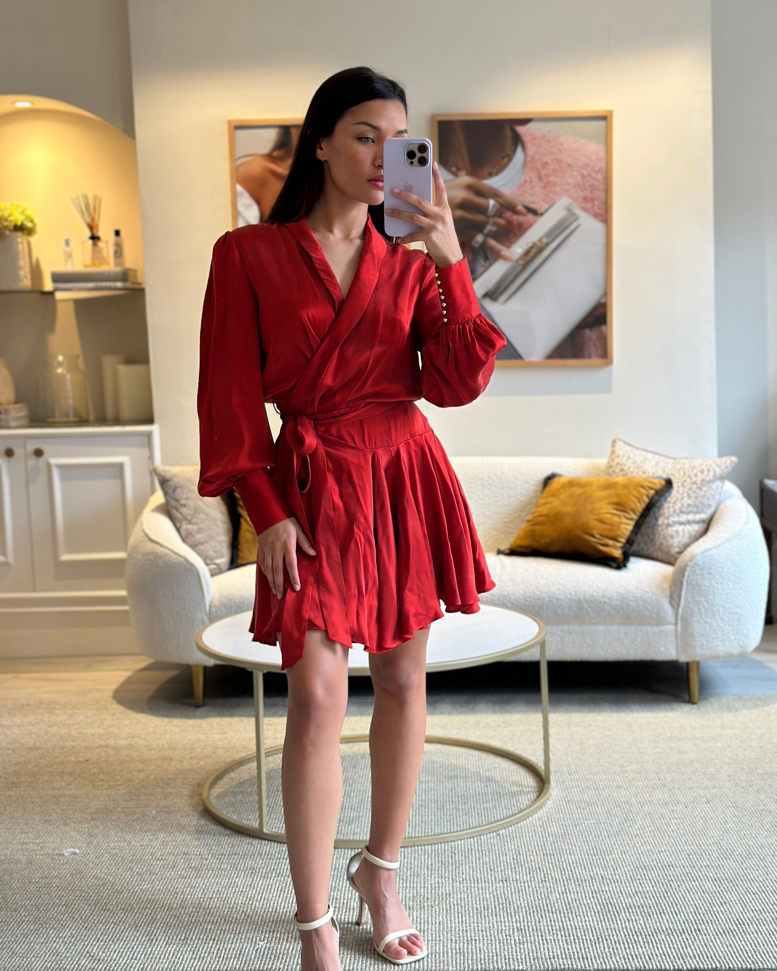 Zimmermann red hot sale silk dress