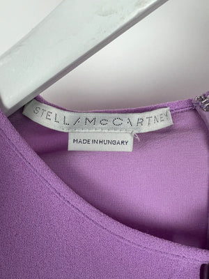 Stella McCartney Lilac Long Sleeve Pleated Waist Midi Dress with V-Neck Tie Detail Size IT 42 (UK 10) RRP £900