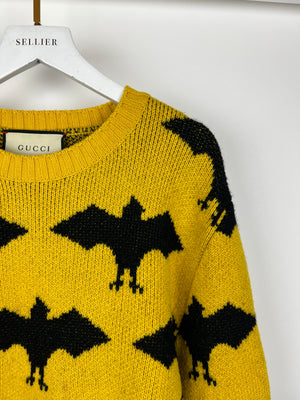 Gucci Yellow "Batman" Long Sleeve Knitted Jumper Size L (EU 50)