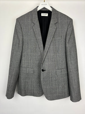 Saint Laurent Grey and Black Menswear Houndstooth Blazer FR 54 (UK 44)