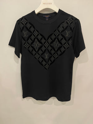 Louis Vuitton Black T-Shirt with Velvet Appliqué and Logo Details Size S (UK 8)