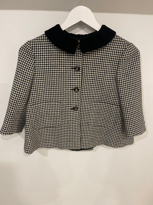 Gucci Black and White Cropped Houndstooth Jacket with Anchor Button Details Size IT 40 (UK 8)