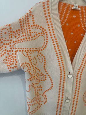 Hermès Cream and Orange Cashmere Brides de Gala Cardigan Size FR 38 (UK 10) RRP £2,450