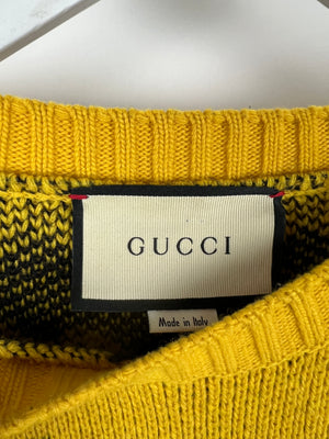 Gucci Yellow "Batman" Long Sleeve Knitted Jumper Size L (EU 50)