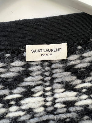 Saint Laurent Black & Grey Knit V-Neck Cardigan Size S (UK 8)