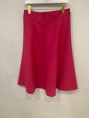 Gucci Hot Pink Silk Short-Sleeve Shirt and Midi Skirt Set Size IT 44 (UK 12)