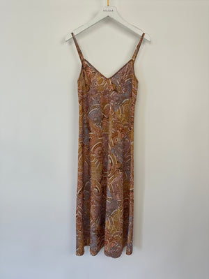 Zimmermann Multi Coloured Paisley Tiered Silk-Crepon Dress with Slip Dress Size 0 (UK 8)