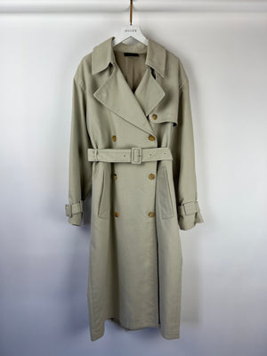 The Row Dove Grey Trench Coat with Tortoise Shell Buttons and Belt Size XS (UK 6)